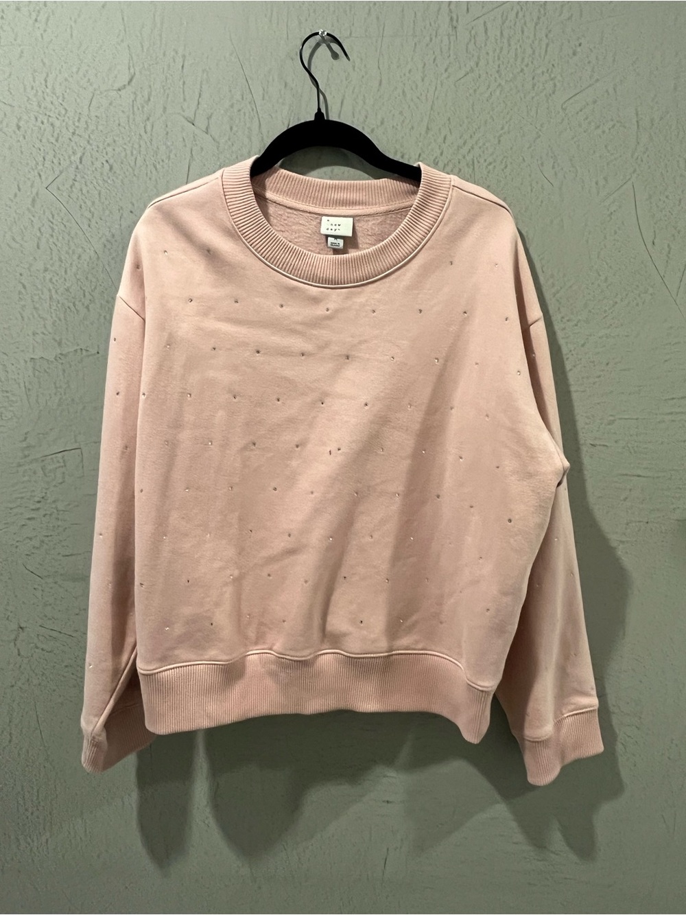 a new day Blush Pink Crewneck Sweatshirt with Subtle Embellishments